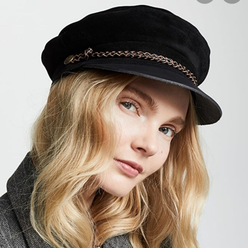 Brixton Kayla Leather Suede Fiddler Cap~NWT~Size Small